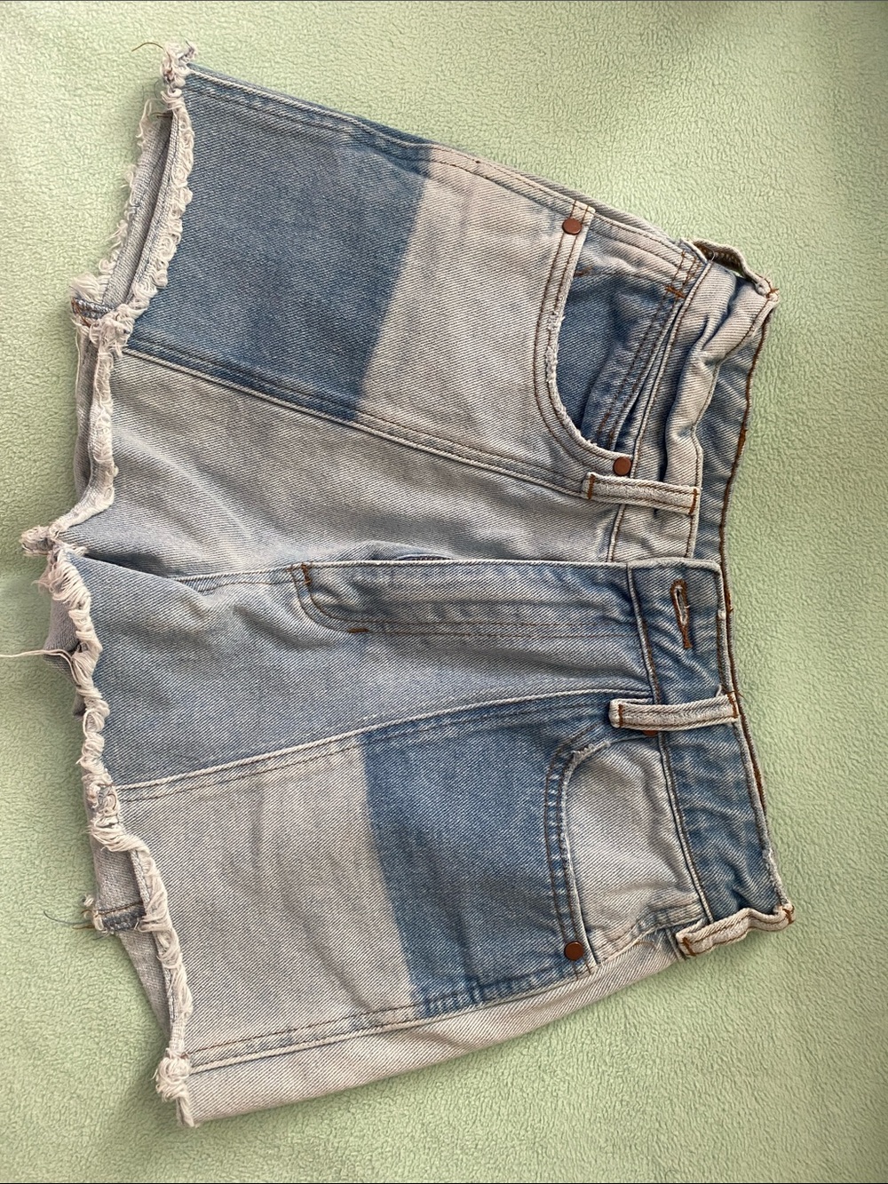Wrangler Two-Tone Light and Medium Blue Patchwork Denim Shorts